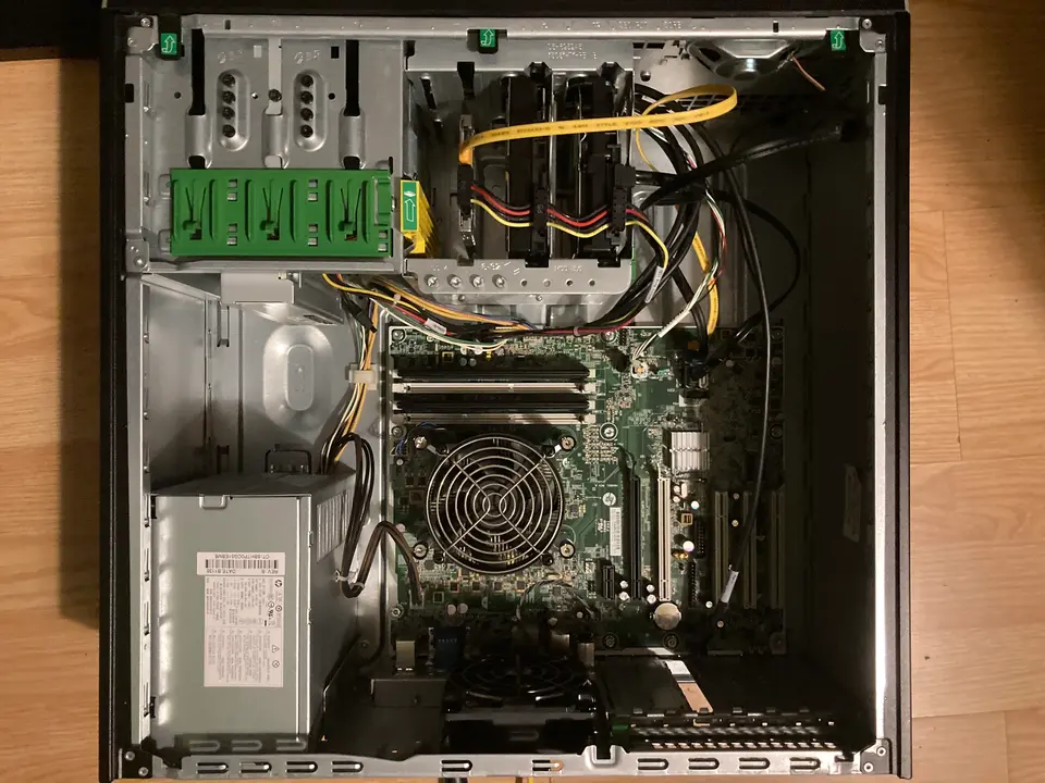 motherboard, CPU, SSD, HDD inside the computer