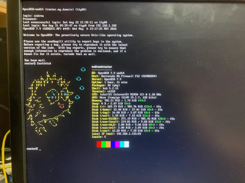 specifications of the router running OpenBSD